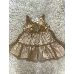 Amy Coe Girls Sz. 9 Month Gold Sequin Party Dress. Cute, Grt. Shape